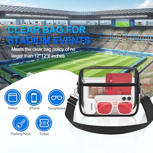 Clear Stadium Approved Bag for Events - Small Mini Purse - Black