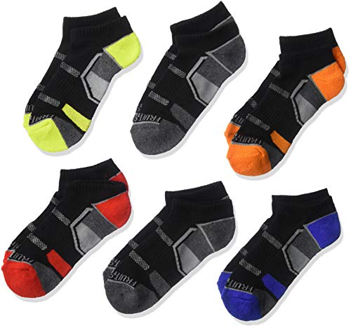 Boys' 6 Pack No Show Active Socks - Medium, Black Assorted