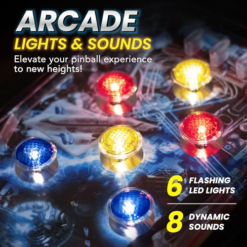 Interactive Mini Pinball Game - LED Scoring & Sounds, 3-Ball Launch