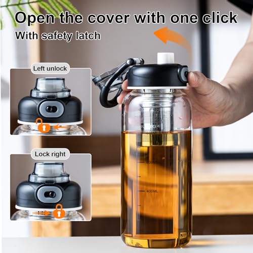 Wangsdjy 34oz Glass Water Bottle with Straw & Infuser - BPA-Free, Large Capacity, Protective Sleeve, 1PCS