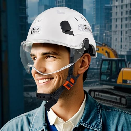Construction Safety Helmet with Visor ABS Hard Hat Adjustable Ventilation Hardhats Industrial Work Head Protection for Men Certified ANSI/ISEA Z89.1