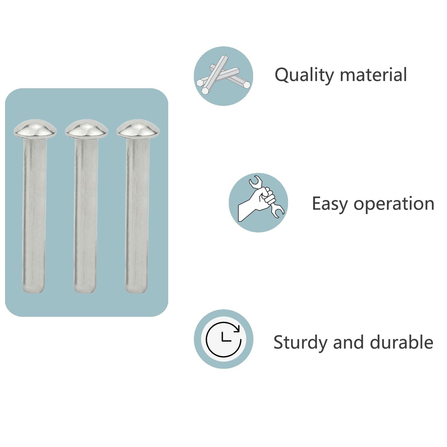 12 PCS Rivets for Spade Handle, 304 Stainless Steel Shovel Rivets Shovel Handle Replacement Rivets Half Round Head Rivet for Garden Shovel 50x6mm