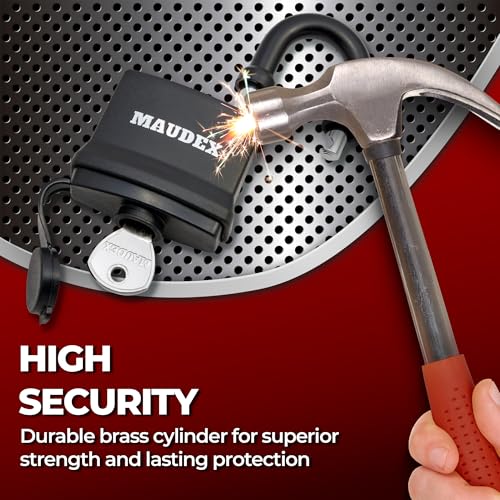Maudex¢ç IP450 Heavy Duty Padlocks 4-Pack with 12 Same Keys - Weatherproof Outdoor Locks with Hardened Steel Shackle, Waterproof Protection for Gates, Sheds, Fences, Storage Units