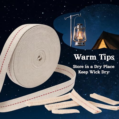 33 FT Cotton Oil Lamp Wick, 1/2 Inch Flat Kerosene Lantern Replacement Wick