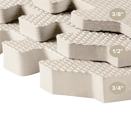 Multipurpose EVA Foam Exercise Floor Mat - Sand - 12 Tiles