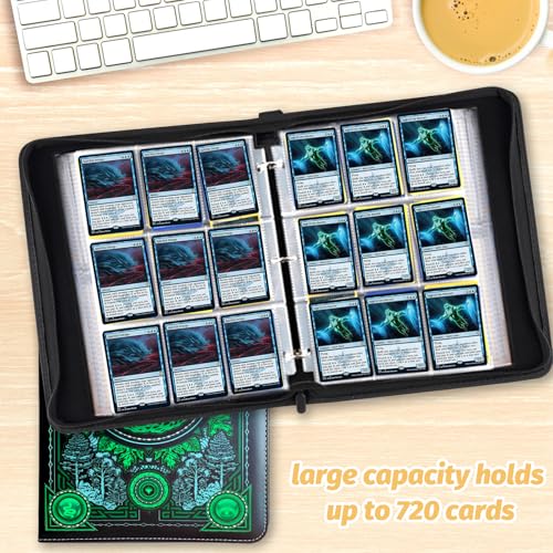 MTGPRO Green 9-Pocket Card Binder Holds 720 Cards Portable Trading Album