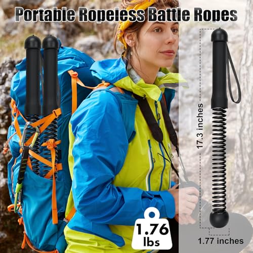 Cordless Battle Rope for Home Gym - 2PCS Weighted Ropes, Black