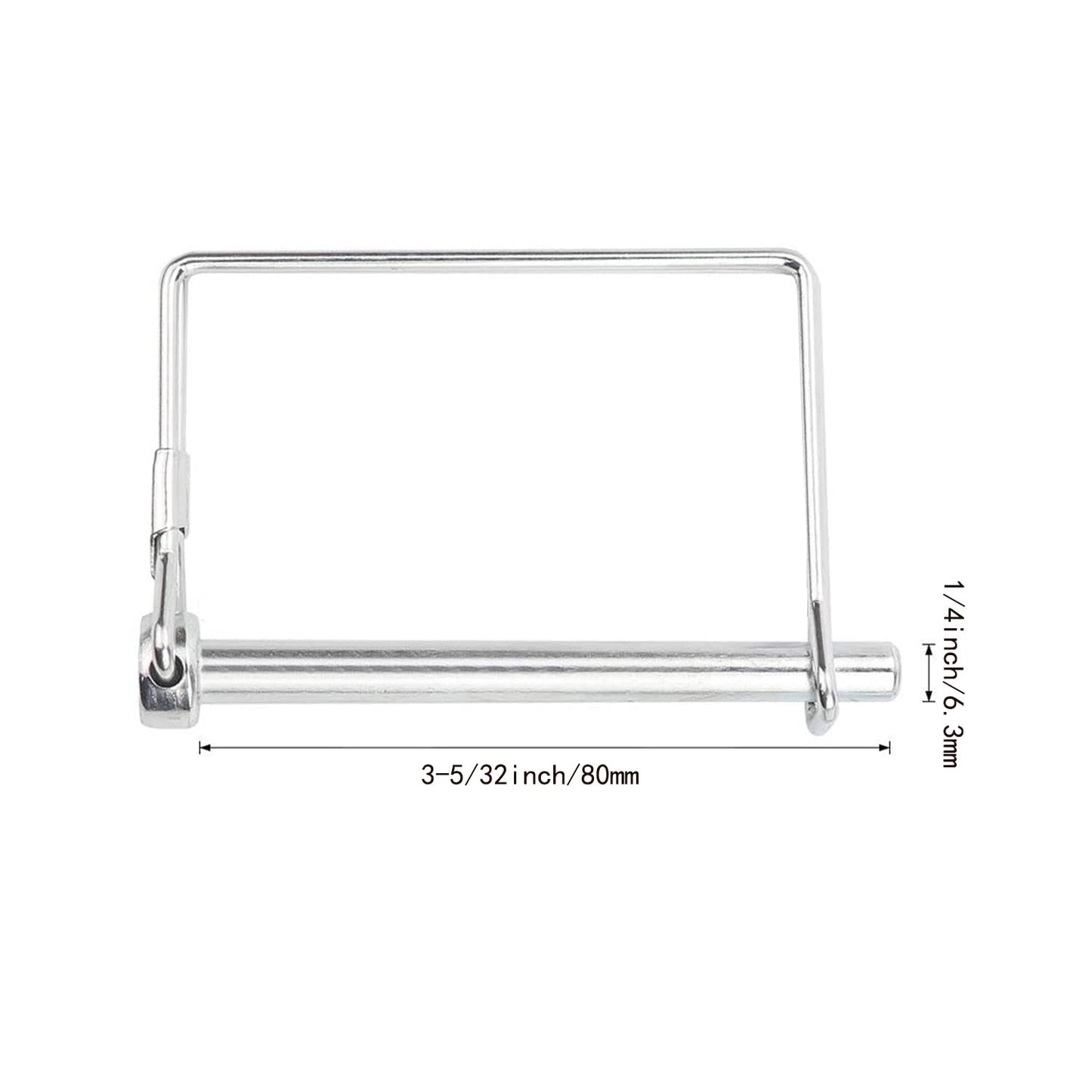 4 Pack 1/4" x 3-5/32" Trailer Coupler Pins – Zinc-Plated Carbon Steel Locking Hitch Pins for Utility Trailer, Lawn Tractor, RV, Boat, Farm Equipment – Rust-Resistant Small Safety Towing Pins