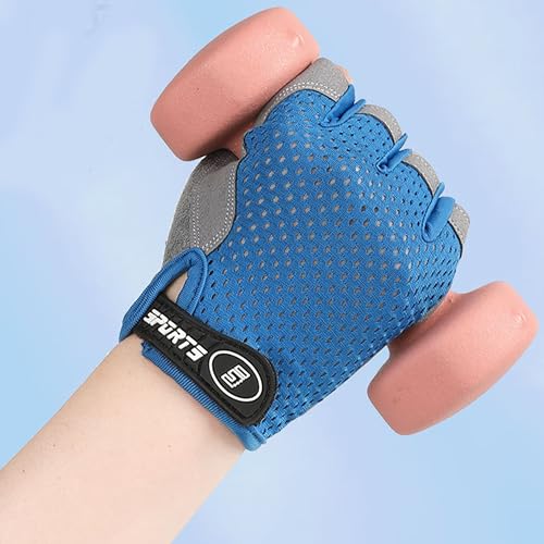 Kids' Fingerless Cycling Gloves - Non-Slip for Ages 3-8 - Blue