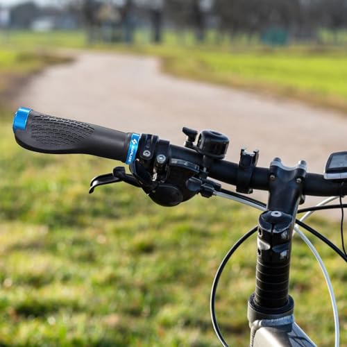 SAPLIZE Classic Black Bike Handlebar Grips - Ergonomic Wide Palm Support, Double Lock-on for Mountain & Urban Bikes