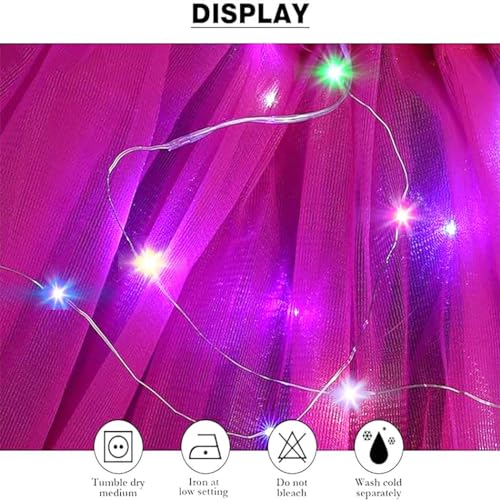 Coridy LED Light Up Tulle Tutu Skirt for Women - One Size Rose