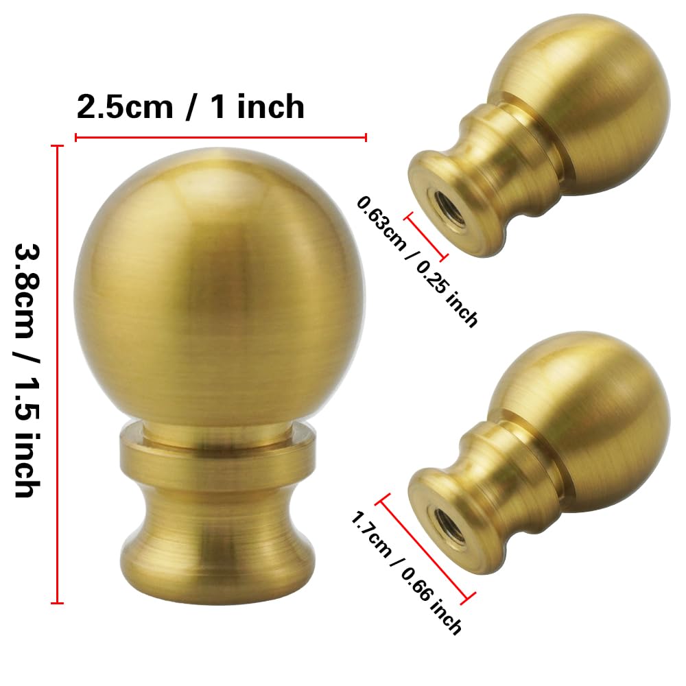 Asjeumt 2 Pieces Lamp Finials, Antique Brass Finial for Lamps, Lamp Shade Nut Screw Cap, Metal Knob Topper Finial, for Decorative Replacement DIY Table or Floor Light Lampshade Holder Harp Adapter