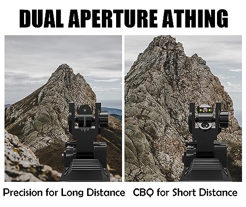 Flip Up Iron Sights with Fiber Optic Green & Red Dots for Hunting & Shooting