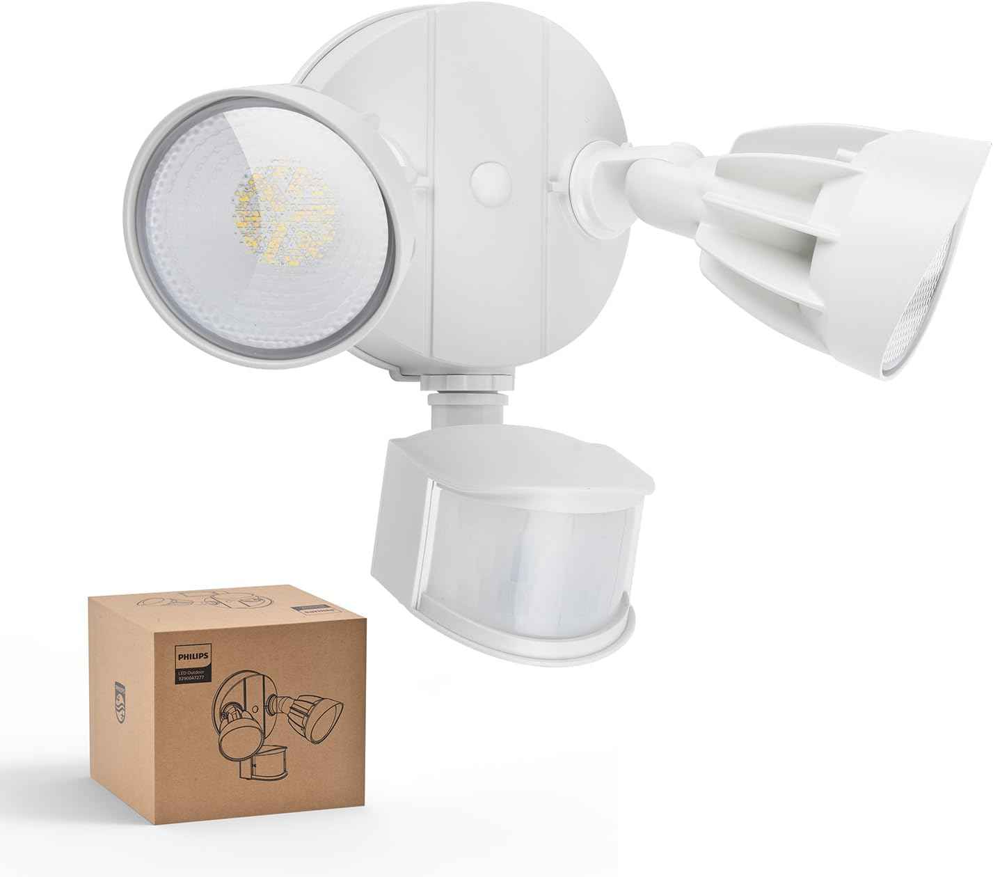 Philips 44W LED Outdoor Security Light with PIR Motion Sensor - 4200 lm, 5000K, Waterproof, Dusk to Dawn, Dual Heads