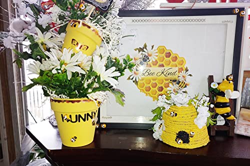100PCS Self-Adhesive Wooden Bee Embellishments - Tiny Yellow Bee Decor