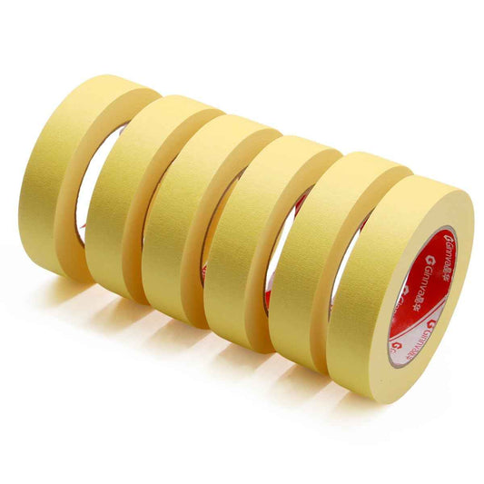 Bright Yellow Masking Tape,1"Wide×55 Yards 6 Rolls,Medium-Adhesion Painters tape for Car Painting,Arts & Crafts, Home DIY Projects,Spray paint masking- Hand Tearable, No Residue, Multi-Surface Use