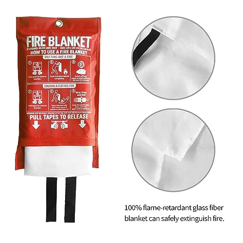 Kingtoo 40in x 40in Fiberglass Fire Blanket - 4 Pack Emergency Fire Safety