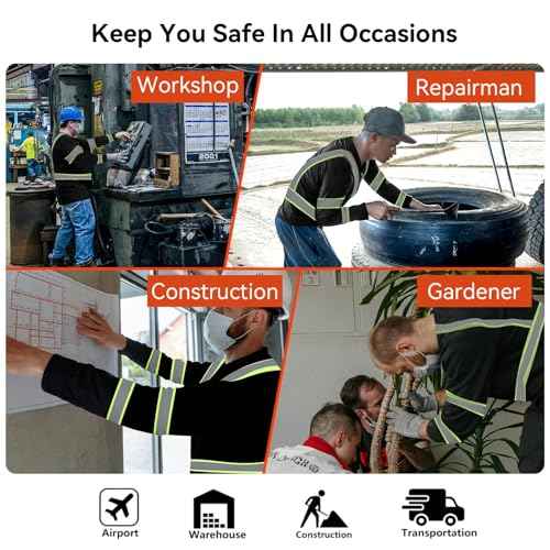 ProtectX High Visibility Shirts Hi Vis Long Sleeve Shirts for Men Women Reflective Class 2 Safety Shirts 2 Pack