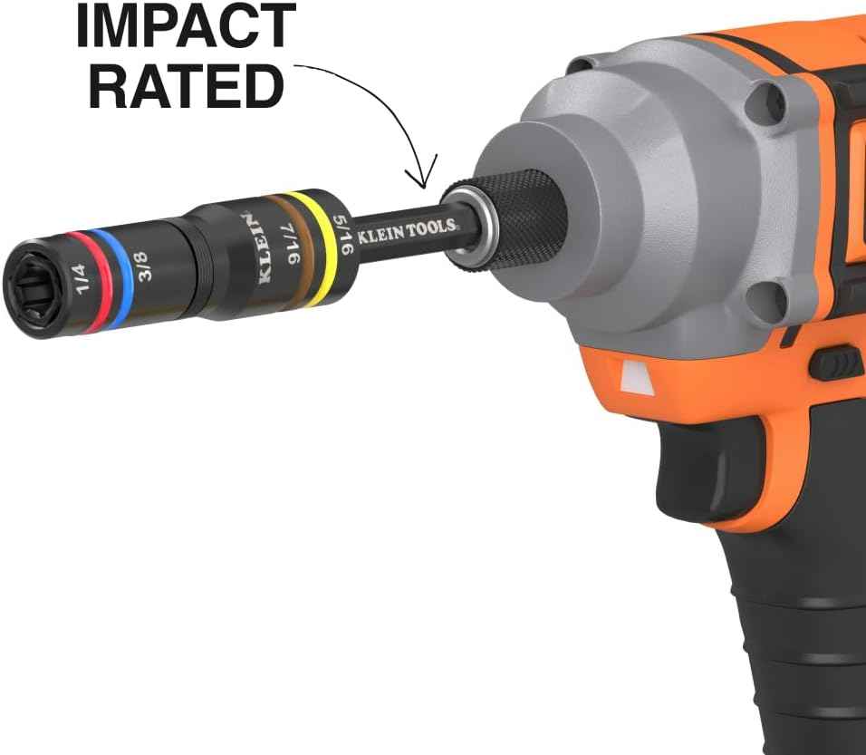 Klein Tools KNECT Quad Socket Set - 4-in-1 Color Coded, Heavy-Duty SAE Impact, 12 Sizes