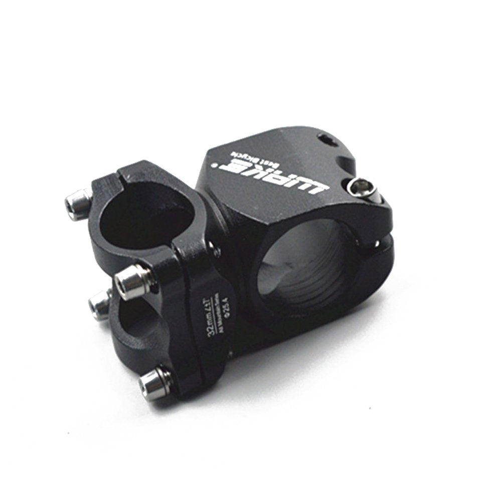 25.4 Stem 32mm Bike Stem Wake Mountain Bike Stem Short Handlebar Stem for Most Bicycle, Road Bike, MTB, BMX, Fixie Gear, Cycling (Aluminum Alloy, Black)