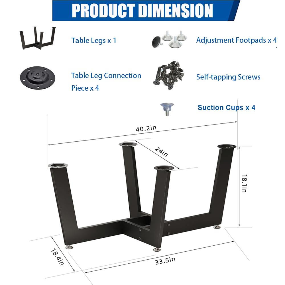 KaKaBB Metal Coffee Table Legs, 18 Inch Coffee Table Base, Furniture Legs for Marble, Glass,Wood Top, Heavy Duty Modern Desks Bench Legs