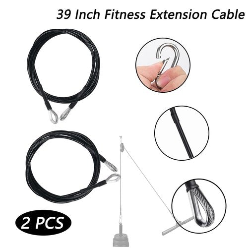 LOOEEL 2 Pack 39 Inch Fitness Extension Cable,Fitness Extension Rope Attachments Home Gym Cable Pulley System Fitness Cable for Tricep Pull Down and Leg Exercise Home Gym Machine Accessories