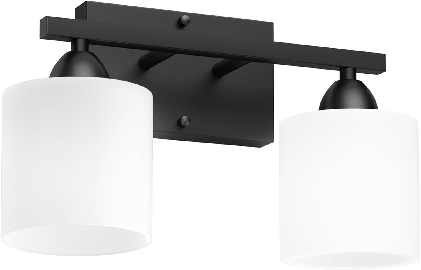 Modern 4-Light Bathroom Vanity Light Fixture - Anti-Rust Over Mirror Sconce with Milky White Glass Shades, E26 Base