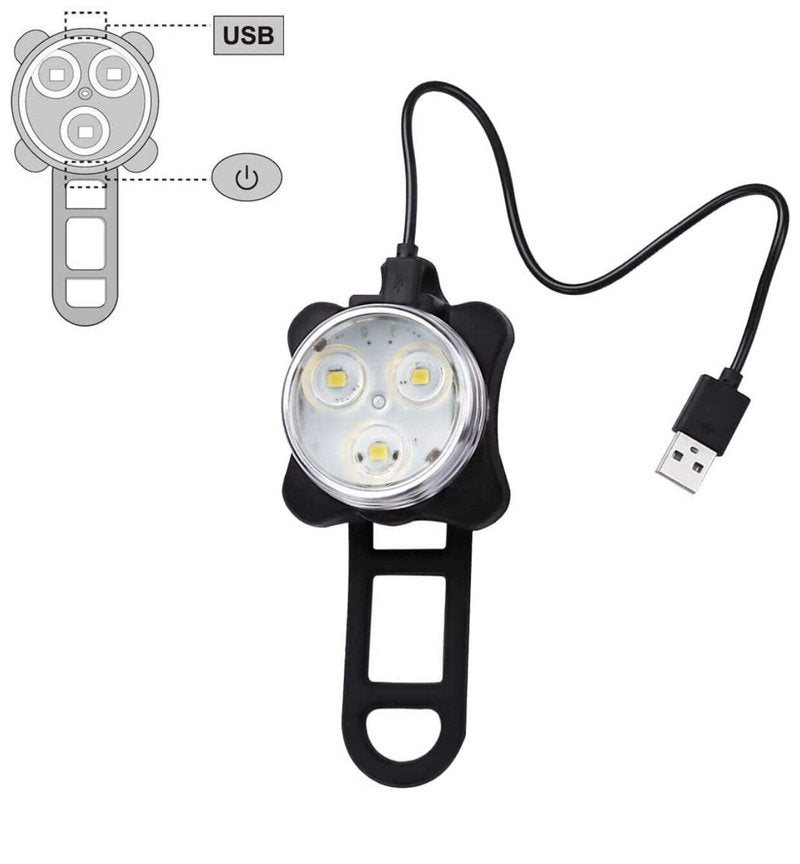 USB Rechargeable Bicycle LED Headlight and LED Tail Light Sets (4 Light Set)