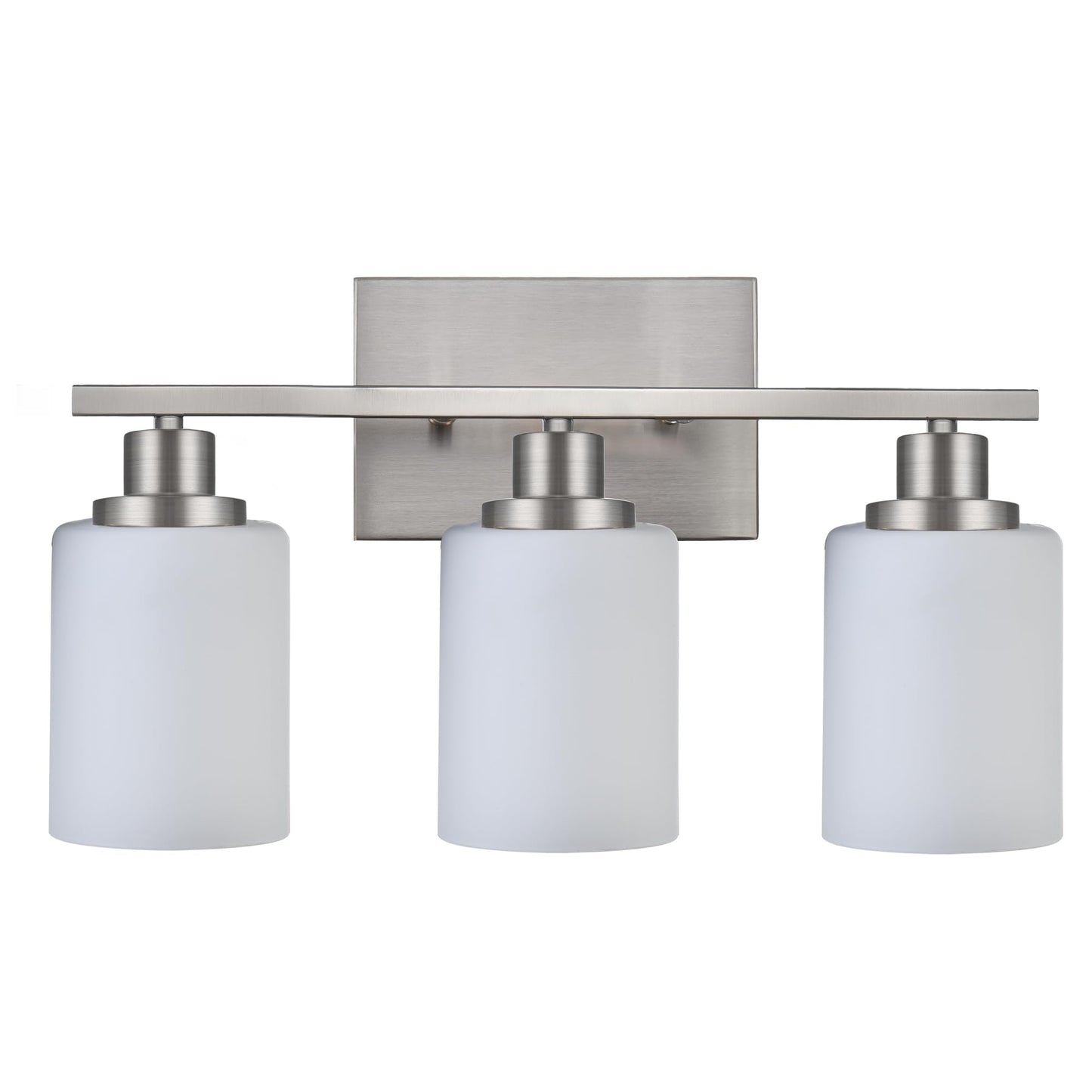 Wanluce 3-Light Bathroom Vanity Light Brushed Nickel Bathroom Lighting Fixtures Over Mirror with Opal White Glass Shade, Polished Nickel Finish Vanity Wall Sconces Fixtures for Bedroom Living Room