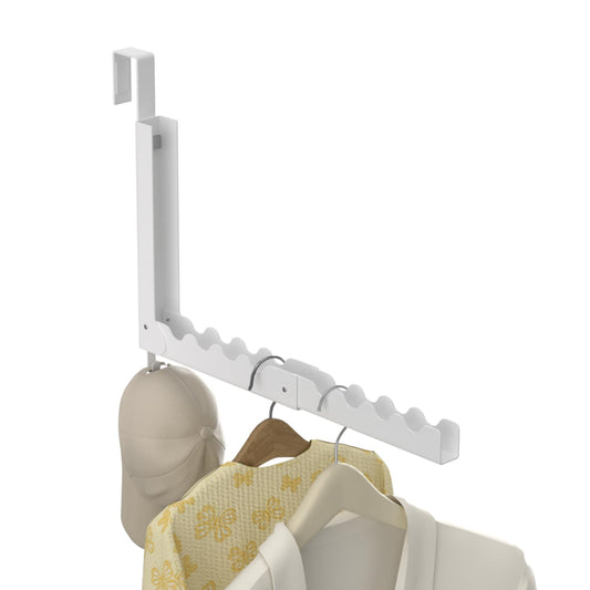 Hoomast Over The Door Hooks Hanger Fit Up to 1 3/4 Inch Optimal, Extended Foldable Over The Door Clothes Drying Rack for Laundry Bathroom Bedroom (White 1 Pack)