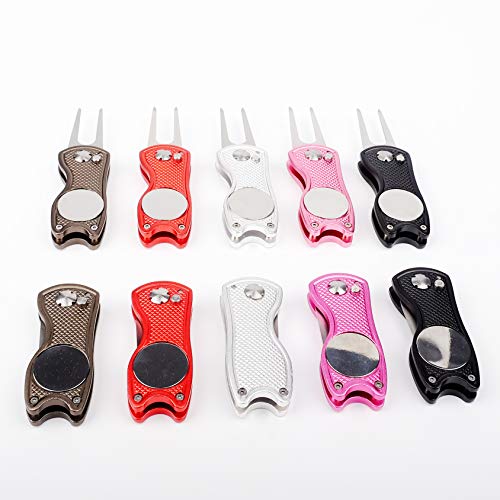 Golf Divot Repair Tool with Ball Marker & Magnetic Clip - Silver