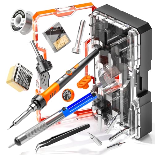 Soldering Iron Premium Kit, 60W Soldering Gun with Ceramic Heater, 12-in-1 Soldering Tool, Adjustable Temperature 200 to 450¡ÆC, Includes Soldering Iron Tip, Solder Wire, Pump and Paste