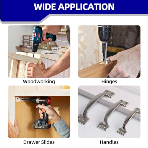 Self Centering Drill Bit Set, 1/4 Inch Hex Shank HSS VIX Bit Set with Hex Key, 3/32", 7/64", 1/8" Hinge Center Drill Bits for Precise Cabinet and Door Hinge Installation (3-Piece)