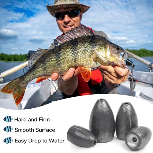 Bullet Fishing Sinkers Weights - 1/8oz, 40pcs for Bass Fishing