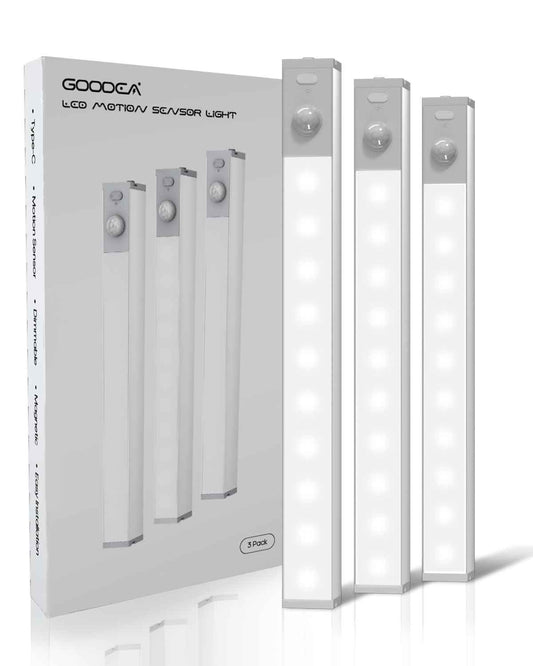 GOODEA Led Under Cabinet Lights Wireless, 7’’ Rechargeable Motion Sensor Light Indoor, Dimmable Closet Lights for Cabinets, Bookshelf, Stair, Hallway