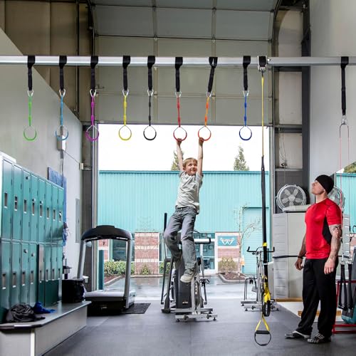 Hokilands 8 Pack Black Ninja Gymnastic Rings & Monkey Bars for Indoor Outdoor Obstacle Course