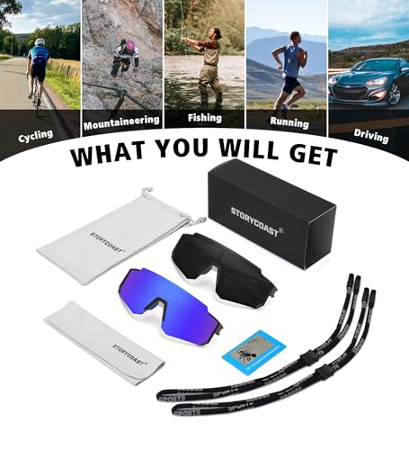 STORYCOAST Polarized Sport Sunglasses 2-pack Matte Black/Gray & Matte Black/Dark Blue – 73mm