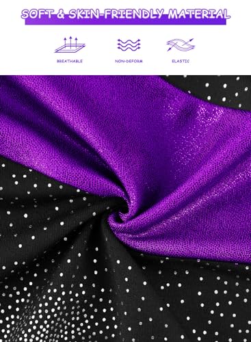 Girls' Gymnastics Biketard - Toddler Dance Ballet Leotard - Black Purple 3-4Y