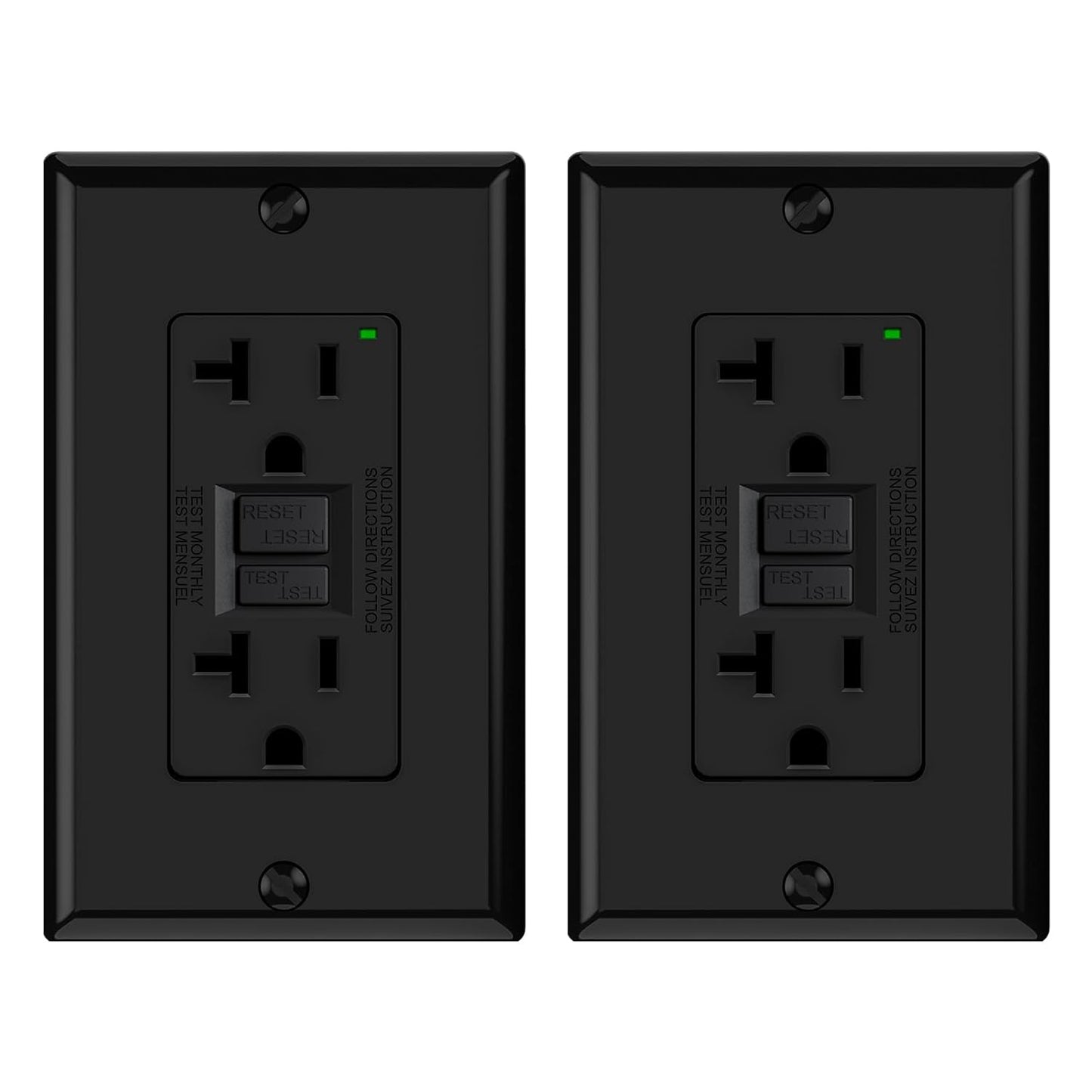 GFCI Outlet 15 Amp - Self-Test Electrical Receptacle with LED Indicator, 10 Pack