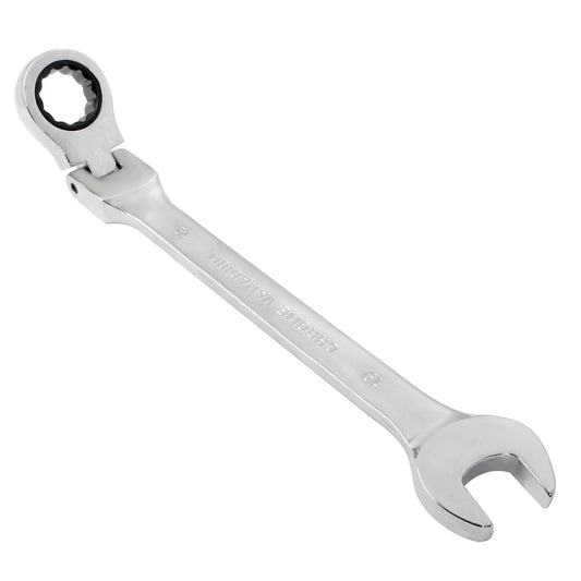 Piutouyar 19mm Flex-Head Ratcheting Wrench, Professional Metric Ratchet Wrench Combination Wrench Box Ended Spanner Tool for Projects Repair(5° Movement and 72 Teeth 12 Point, CR-V)