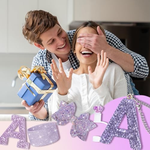Stanley Cup Accessories Set - Purple A, Letter Charm & Straws