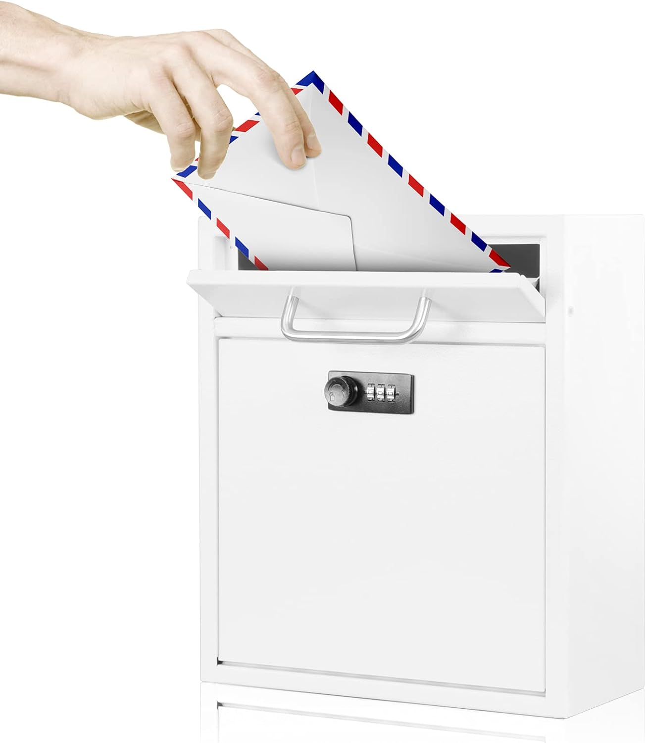 Secure Wall-Mount Mailbox with Lock | KYODOLED Large Steel Drop Box, Black, 16.2H x 11.22L x 4.72W