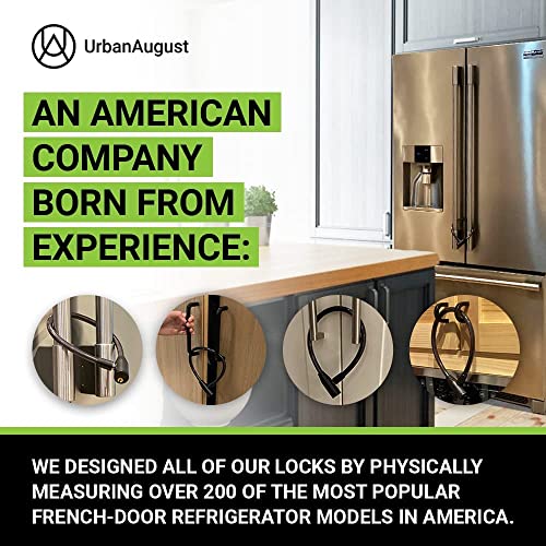 Urban August Child-Proof Refrigerator Lock for Kids & Adults - Lock for French Door Fridge and Cabinet (Regular, Black - 3 Pack Keyed Alike)