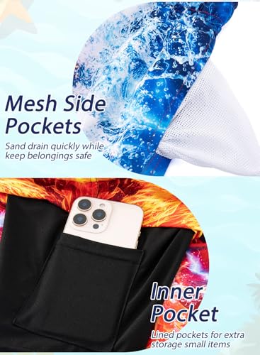 Boys Swim Trunks with Compression Liner - Ice Cream Football, 7-8 Years