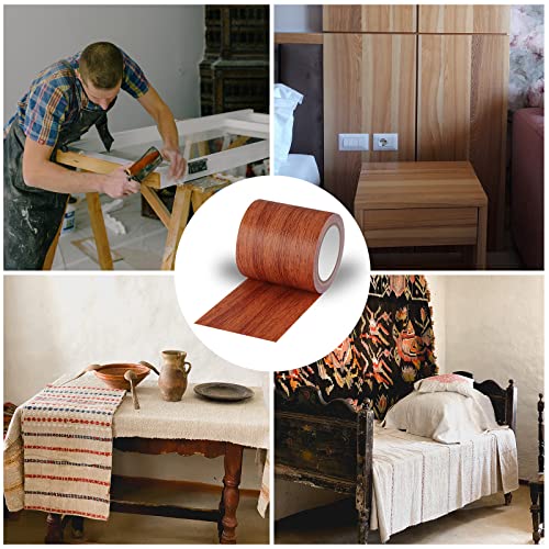 AIEX 1pc Wood Grain Repair Tape, 2.24x180inch Adhesive Wood Grain Repair Patch for Tables, Chairs, Baseboards, Doors (Brown)