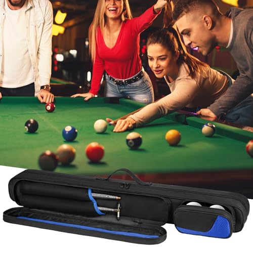 Jaffzora 2x2 Pool Cue Case Black & Blue with Shoulder Strap for Billiard Sticks