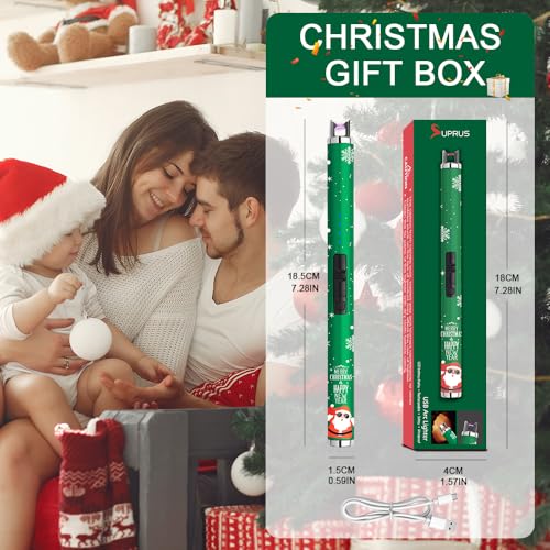 Electric Candle Lighter with LED Display - Christmas Green
