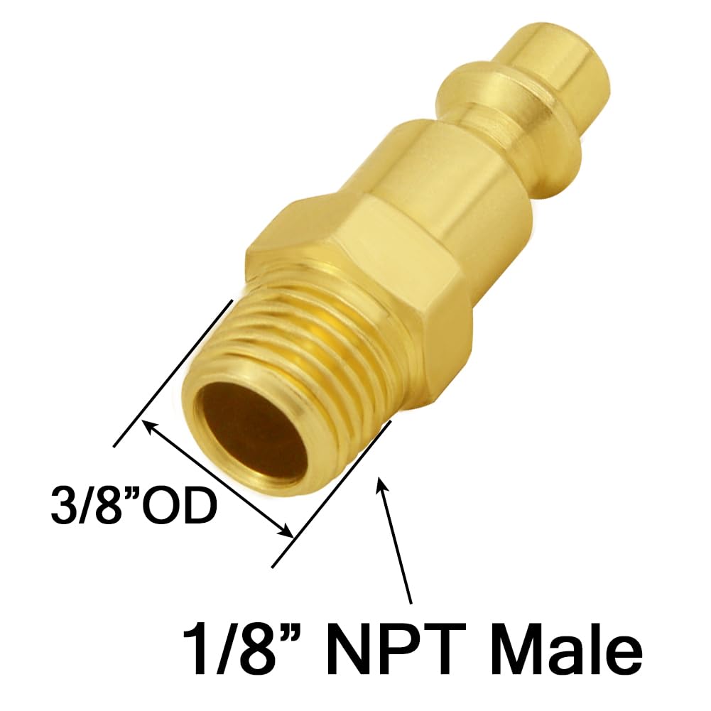 Joywayus 4PCS 1/8 Inch NPT Male Industrial Air Hose Quick Connect Air Plug Fittings