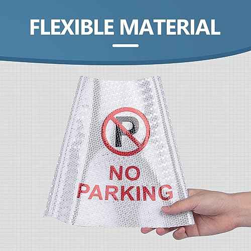 BATTIFE 10 Pack " No Parking " Bright Reflective Collars, Cone Message Sleeves for Traffic Safety Cones, 360¡Æ High Visible Signs for Driveway Road Outdoor Use