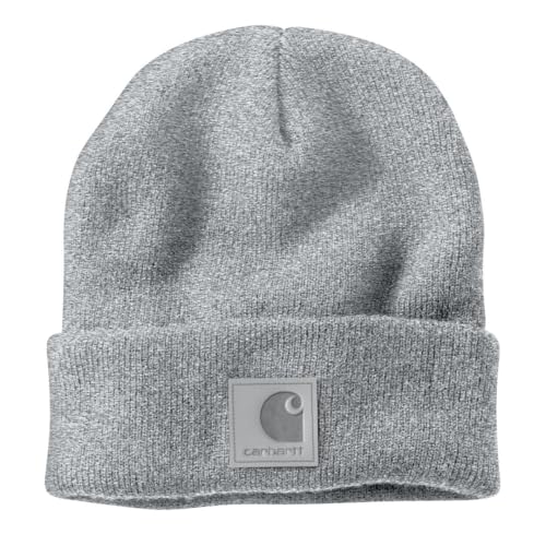 Carhartt Men's Heather Gray Tonal Patch Beanie - Soft Acrylic Winter Hat
